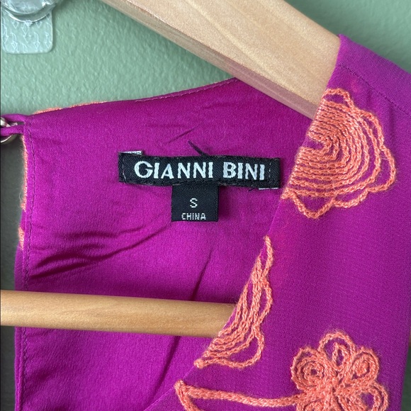 Gianni Bini Fuschia Orange Floral Embroidered Shift Dress Sz S - Picture 5 of 9
